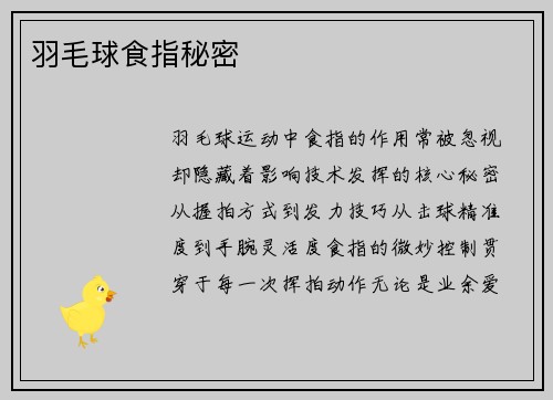 羽毛球食指秘密